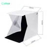 Mini LED-bildstudio vikbar skytte tältfotografi belysning tält kit med vit och svart bakgrund bärbar fotograferingslåda