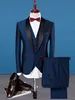 Tuxedos de mariage bordeaux Slim Fit hommes costume d'affaires veste + pantalon + cravate beaux costumes pour hommes printemps 2019 vente chaude costumes de mariage marié