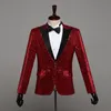 6 цветов блестки Blazer Coat Men's Bar Singer Stage Performance Blitter Bliterers Evening Party Banquet Host Prom Part Part Sequined Costume