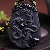 Naturalny czarny rzeźbiony chiński zodiak obsydian wisiorka do amuletu w cieniu dla kobiet i mężczyzn6426566