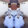 Afrikalı Beyaz Denizkızı Gelinlik Modelleri Siyah Kız Dantel Uzun Kollu Ruffles Tül Akşam Partisi Giydirme Plus Size Balo Abiye vestidos için