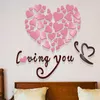 3D أكريليك كريستال المحبة القلب اقتباس ملصقات الجدار الفن ديكور ديكور 4Colors