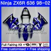 ZX6R Для KAWASAKI ZX600 ZX636 600cc ZX6R 98 99 00 01 02 212HM.19 ZX636 ZX 6R 636 6 R 1998 1999 2000 2001 2002 Завод синий обтекателя