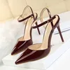 Dressing European and American style simple stiletto with super high-heeled shallow mouth pointed nightclub was thin female wedding shoes