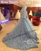 Prinsessan 3D-Floral Islamic Hijab Bröllopsklänningar 2020 High Neck Långärmade Vinter Abayas Kaftan Muslim Dubai Bridal Gowns Vestido de Novia