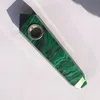 マラカイトクォーツ喫煙パイプグリーンクリスタルストーンワンドポイント葉巻パイプボンの健康喫煙のための金属フィルター