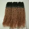 Ombre Human Tape In Kinky Curly Tape In Human Hair Extensions Brasilianska Remy Hår På Lim Tape Pu Skin Weft Osynlig 300g 120pcs