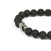 Nieuwe religieuze armband groothandel 10 stks / partij 8mm lava rock steen antiek zilver roestvrij staal hamsa fatima hand macrame armbanden niet vervagen