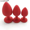 LOVERKISS 3PCS Silicone Anal Plug Butt Plug Set Plated Jeweled Sex Stoppar Vuxenleksaker För Män Kvinnor Anal Trainer för Par Y18100803