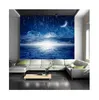 Large Custom Wall Mural 3d Ceiling Murals Wallpaper Blue Sky Stars Universe 3d Photo Mural for Hall Room 3d Wall Murals