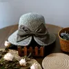 Женские летние шляпы Солнца средние поля соломенная шляпа с льняным бантом пляж путешествия стиль отдыха складной повседневная шляпа Сплит до краев Tophat QN