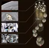 Lyxig högkvalitativ K9 Crystal Stort taklampor för lobby, trappsteg, lång spiral ljuskrona ljus glanspendantlampa llf