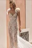 2019 Abiti da sposa Berta Spaghetti appliqué Treno lungo Illusion Sexy Backless Senza maniche Sirena Abiti da sposa Abito da sposa da spiaggia