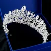 Luksusowe nowoczesne kryształy kryształów kryształów kryształów królewska królewska królowa wielkie korony księżniczki kryształ barokowy tiary urodzinowe f231y