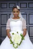 Gorgeous White Wedding Suknie South African Sheer Neck Połowa Długie Rękawy Suknie Ślubne Tiul Długość Pufnia Suknia Ślubna Vestidos
