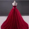 Simple élégant rouge foncé Vintage robe de mariée colorée taille Basque jupe en Tulle princesse gothique robes de mariée Couture sur mesure nouveau