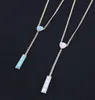 Fashion Natural Stone White Turquoise Necklace Gold Metal Long Chain Sweater Statement Necklace for women jewelry