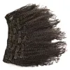 7pcs 4a,4b,Afro Kinky Curly Clip In Hair Extensions Virgin Human Hair Natural Black Free Shipping G-EASY