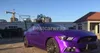 Autocollants Vinyle chromé mat brossé violet pour autocollants d'enveloppe de voiture avec brosse sans bulles d'air revêtement d'aluminium de style d'emballage de voiture: 1.52*20 M/rouleau