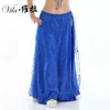 9 färger Nya Kvinnor Belly Dance Kläder Fullständig cirkel Maxi Skirt Side Split Long Kjol 2 Lager Rose Belly Dance Kjolar