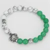 2018 male girl gift bracelet silver color sea turtle charm 8mm howlite and green quartz stone bead yoga elastic men bracelet
