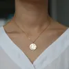 Gold fashion coin necklace roud disco plated moon star starbusrt engraved classic gold filled pendant necklaces for women