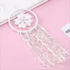 White Dreamcatcher Flower Wind Chimes with Strip Tassel Dream Catcher Wedding Party Hanging Decoration Home Ornament