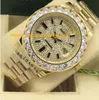 Luksusowe zegarki 2 Styl 18k Yellow Gold Diamond Dial 41mm Większy Diament Bezel Automatyczne Moda Marka Męska Zegarek Zegarek