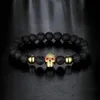 Black Lava Rock Beaded Armband Unisex Volcanic Stone Strand Armband Kvinnor Män Svart Beaded Bracelet Smycken