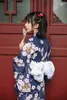 Asiatisk Standard Traditionell Japansk Blommig Kimono Med Obi Kvinnors Bomull Bad Robe Yukata Kvinna Vintage Cosplay Kostym Aftonklänning