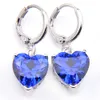 10Prs Luckyshine Brand New Women Dangle Earrings Heart-shaped Blue Topaz Gems Silver Zircon Earrings Jewellery2723