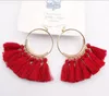 Boucles d'oreilles ethniques bohème pour femmes, longues cordes, franges, pampilles en coton, tendance, bijoux à la mode, GA415