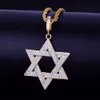 Nieuwe hot heren hiphop sieraden goud zes hoorns ster hanger ketting charm bling kubieke zirkoon touw ketting voor geschenk