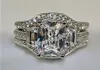 Choucong Princess Cut 5ct Diamond 10KT Białe złoto wypełnione 3-w-1 Zestaw obrączki zaręczynowy Rozmiar 5-11 Prezent 1CVU