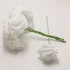 Roses artificielles en mousse de 6cm, avec tige, décoration de mariage, artisanat, Scrapbooking, décoration de maison, Bouquet de fleurs de mariée, blanc, Beige, Champagne
