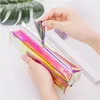 Kids Pencil Case Fashion Pencils Väskor Tjejer Make Up Case Stationery Bags Fashion PVC Pencil Bag