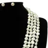 Neu eingetroffenes Schmuckset mit echten Perlen, 7–8 mm weiße Barock-Echte Süßwasserperlen-Halsketten-Ohrringe, Brautjungfern-Bräute
