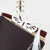 Полые бабочки металлические закладки с мини поздравительные открытки кисточки Kawaii канцелярские кулон свадьба сувениры подарки LX3935