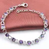 Luckyshine Round Rainbow Mystic Topaz Gems Bracelets Silver For Women's colorful Zircon hollow out Wedding Party Link Bracelets Jewelry