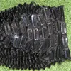 9 Piecesset 4B 4C Afro Kinky Curly Clip in Human Hair Extensions Naturligt svart Huvud Brasiliansk Remy Hair Clip Ins 100G1967327