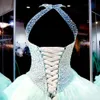 Light Sky Blue Ball Gown Quinceanera Dresses Jewel Neck Crystal Beading Organza Ruffles Tiered Sweet 16 Plus Size Party Prom Evening Gowns