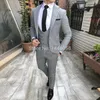 Tüm Sevilen Yakışıklı Groomsmen Çentik Yaka Damat Smokin Bir Düğme Erkek Takım Elbise Düğün / Balo Best Man Blazer (Ceket + Pantolon + Yelek + Kravat)