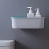 Scaffale da parete in plastica per succhiare il bagno/portaoggetti/scatola per fazzoletti di Freelove, 14 7 4,7 pollici, blu/bianco/rosa/giallo