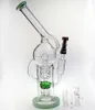 hot Newest 14 inchs glass bong glass water pipes with 14.4mm joint with Inline Perc Recycler including glass dome and Titanium domeless nail