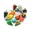 Partihandel 20st Mix Multi -STYLE PENDULUM SHAPE Natural Stone Charms Pendants Halsband Smycken Göra för kvinnor