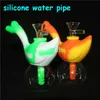 Shisha tragbare Silikonwasserrohre zum Rauchen trockener Kraut Unzerbrechlich Wasser Percolator Bong Ölkonzentratglas Schüssel und Abwärtsstamm