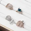 Gold Colors Plated Gem Lady Fashion Band Rings Good Quality Exaggerated Rhinestone Ring Mix Different Style And Size #16-#19