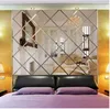 3d wall mirror stickers living room home decoration modern diamond pattern diy wall decals sticker acrylic decorative sticker2442