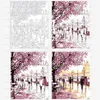 DIY malowanie farby przez numery wiśniowe kwiaty parku rysunek z pędzlem farbą dla dorosłych początkujący poziom 40x50 cm (16 * 20 cali)