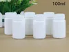 (100pcs / lot) 100ml / 100g 화이트 HDPE 병, 포장 용기, 빈 병, 알루미늄 호일 패드가있는 플라스틱 병